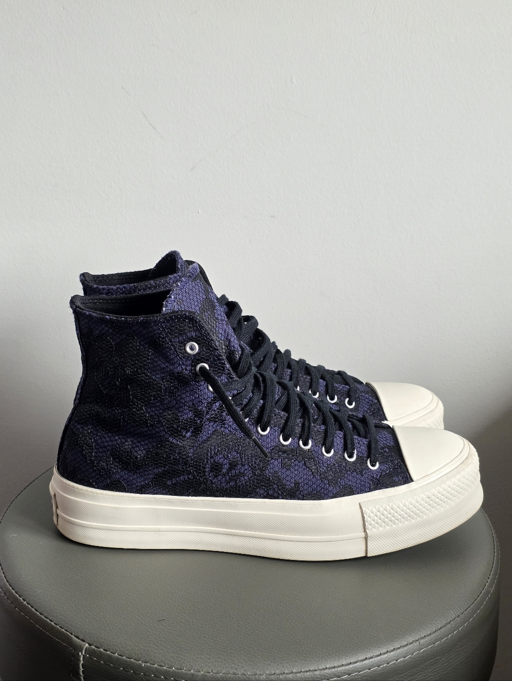 Converse High Top Sneakers in Navy Blue and Off-White